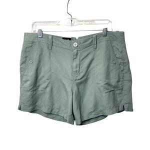 Calvin Klein Women's Linen Blend Cargo Shorts 12 Light Green Button Pockets NWT
